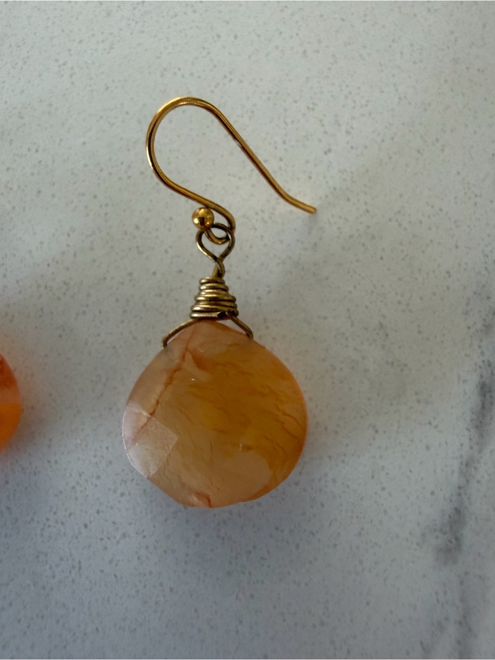Gold Wire Wrapped Citrine Drop Earrings - Women Jewelry